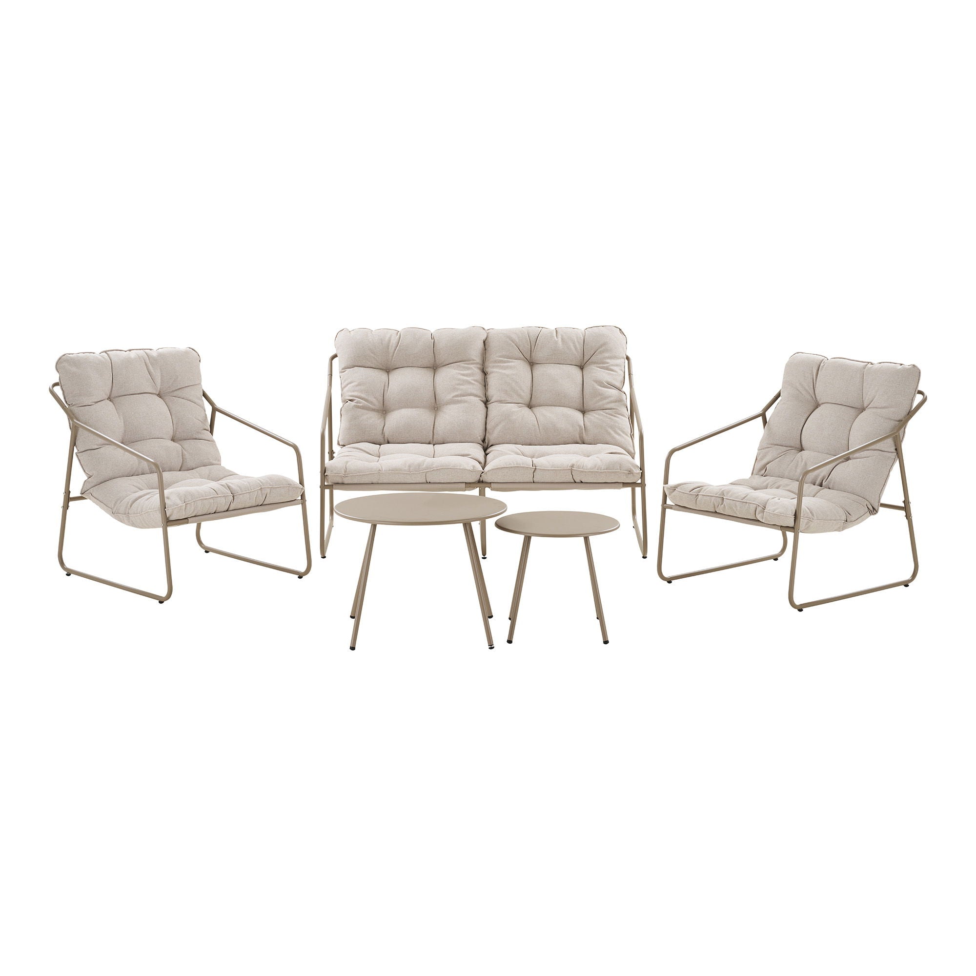 House Nordic Nilo Loungesæt Stål Sand Pers Sofa Stole Sofaborde Inkl Hynder