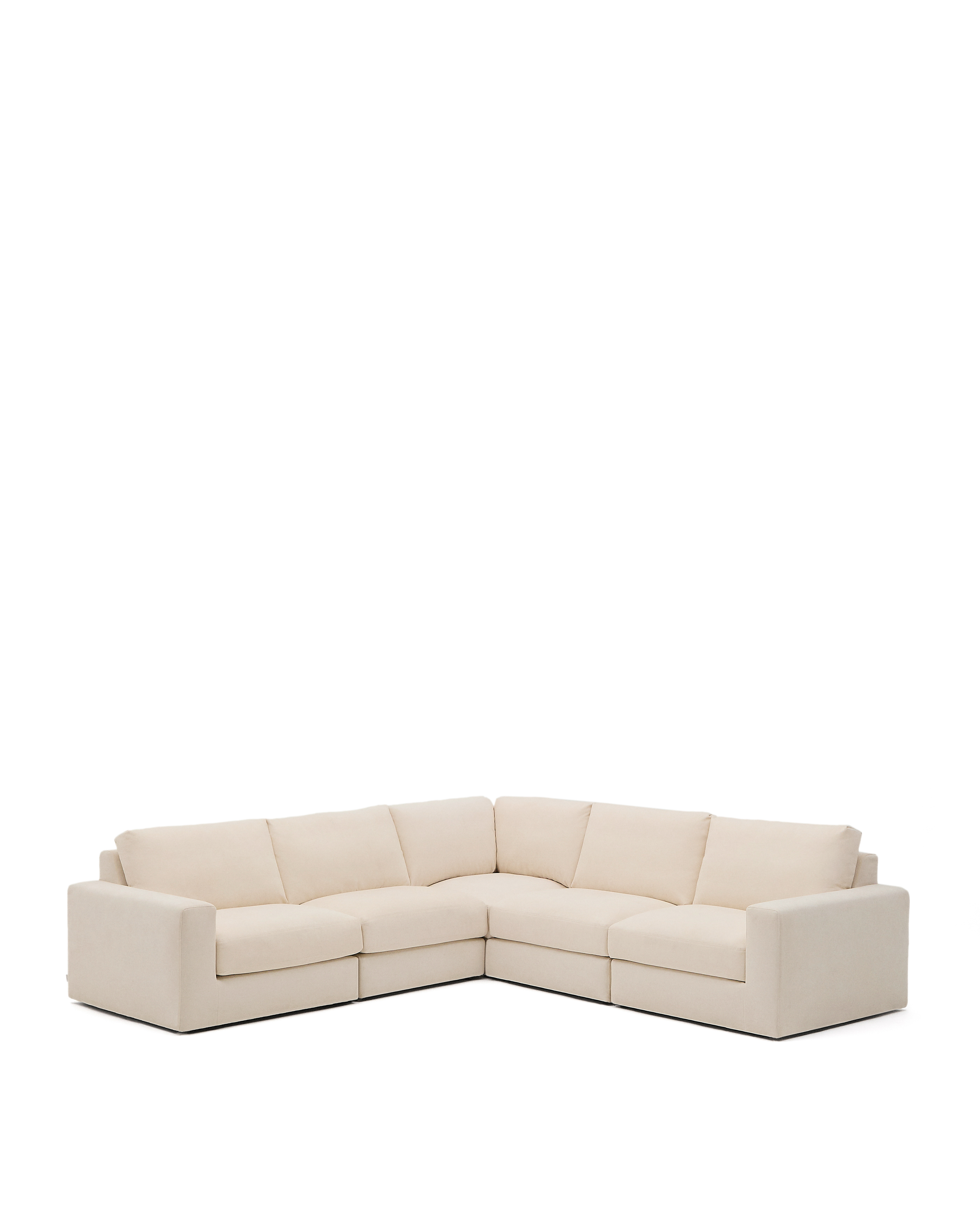 Kave Home Alea Pers Modulær Hjørnesofa Aftageligt Betræk Ecru Chenille 310x310cm