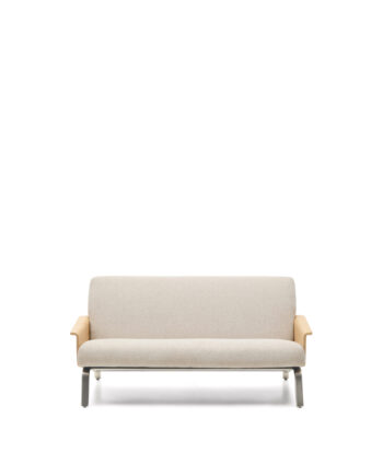 Kave Home Amsen Pers Sofa Beige Chenille Egetræskrydsfiner Børstet Rustfrit Stål 150cm