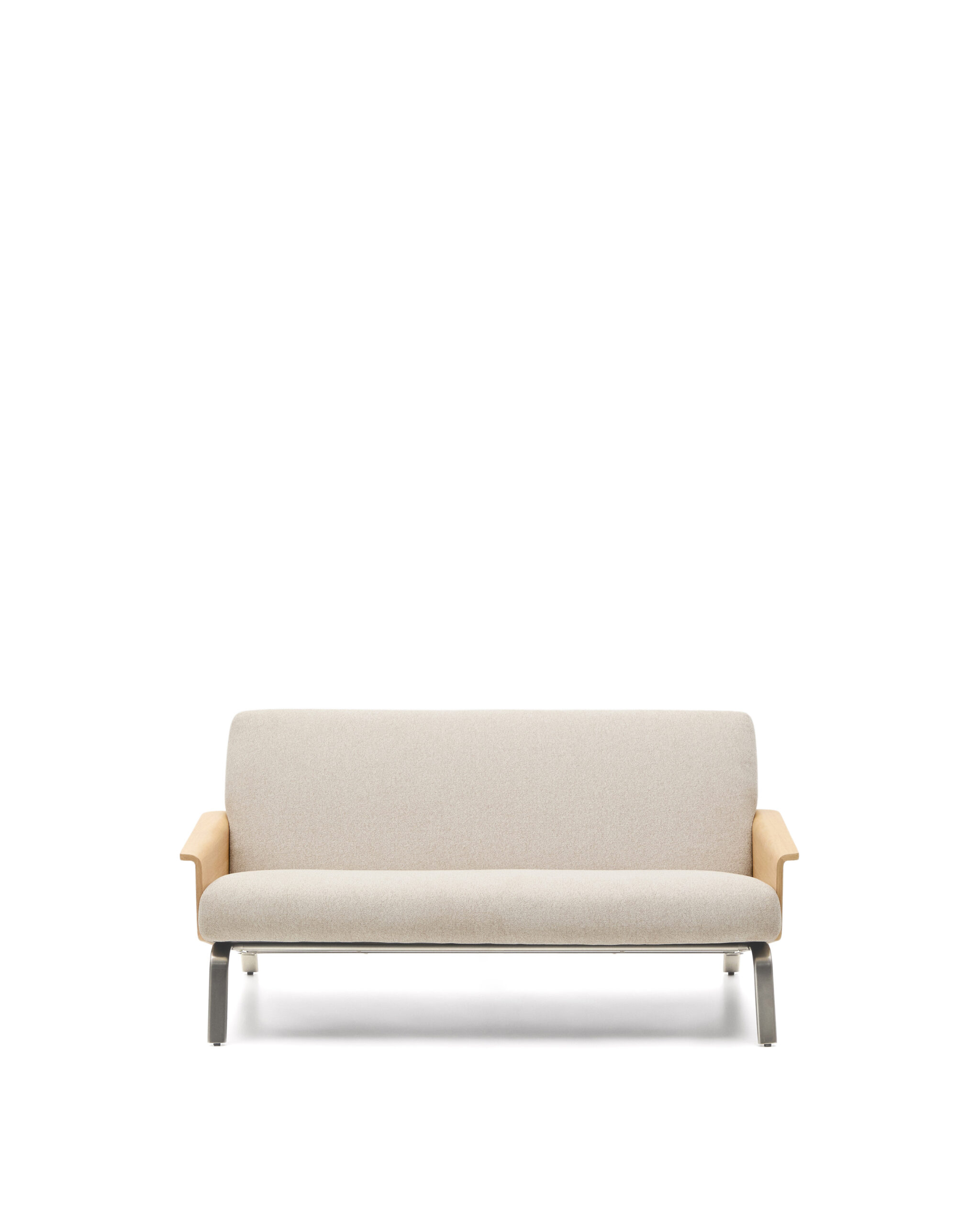 Kave Home Amsen Pers Sofa Beige Chenille Egetræskrydsfiner Børstet Rustfrit Stål 150cm