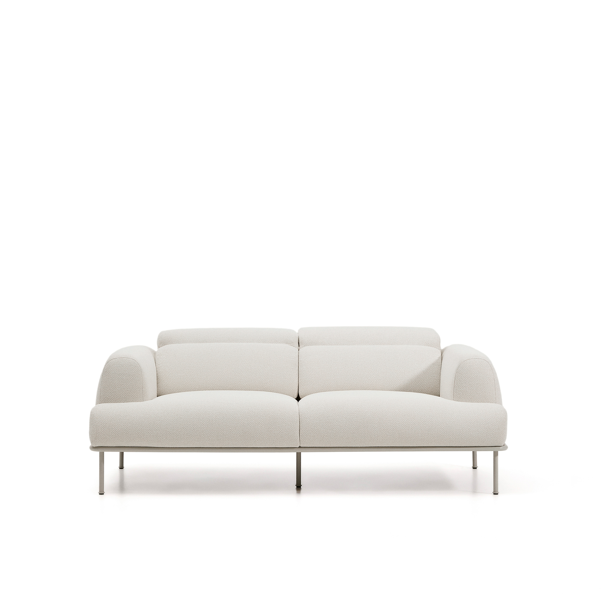 Kave Home Aurum Pers Sofa Bevægelig Nakkestøtte Ecru Chenille Mat Beige Metal