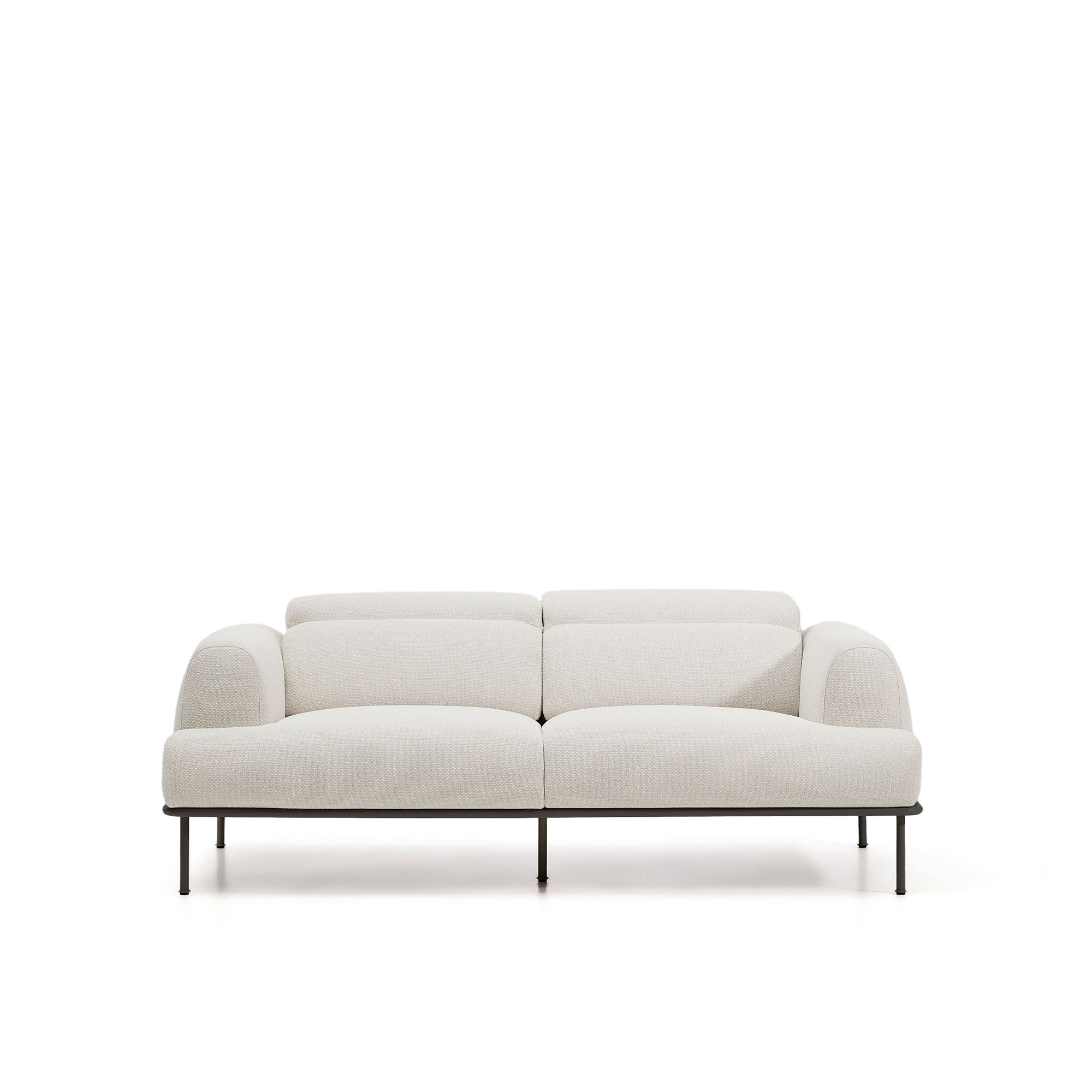 Kave Home Aurum Pers Sofa Bevægelig Nakkestøtte Ecru Chenille Mat Grå Metal