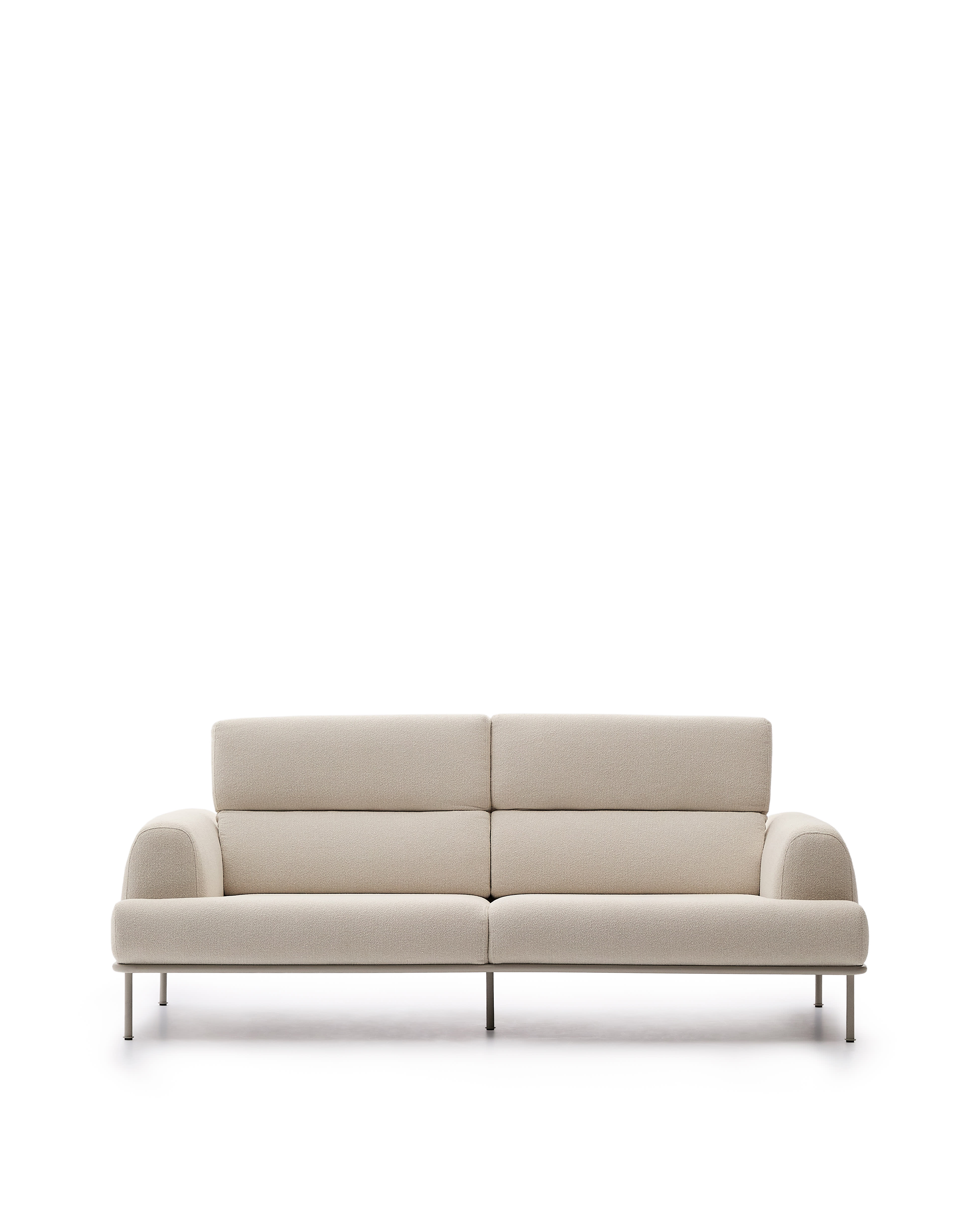 Kave Home Aurum Pers Sofa Nakkestøtte Creme Stof Mat Grå Metal :234cm