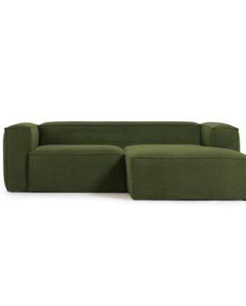 Kave Home Blok Pers Sofa Højre Chaiselong Grøn Corduroy Fløjl 240