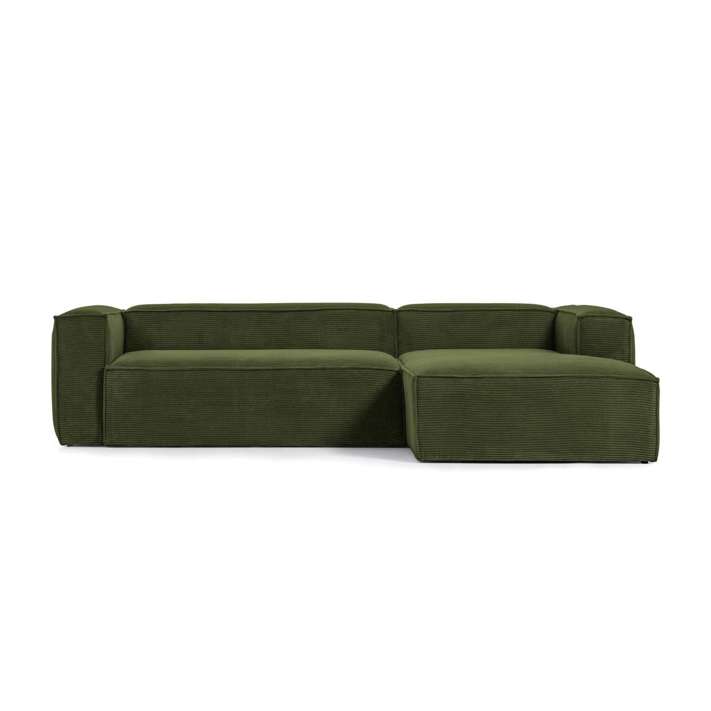 Kave Home Blok Pers Sofa Højre Chaiselong Grøn Corduroy Fløjl 300