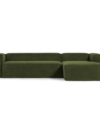 Kave Home Blok Pers Sofa Højre Chaiselong Grøn Corduroy Fløjl 330