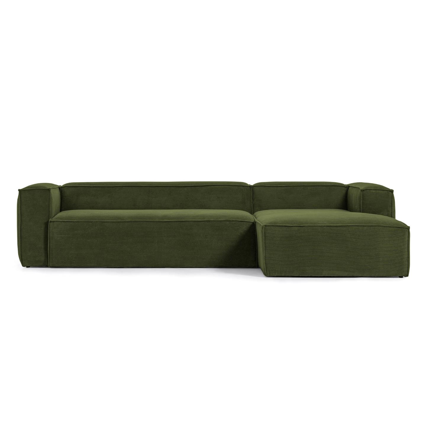 Kave Home Blok Pers Sofa Højre Chaiselong Grøn Corduroy Fløjl 330