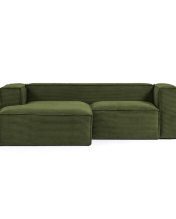 Kave Home Blok Pers Sofa Venstre Chaiselong Grøn Corduroy Fløjl 240