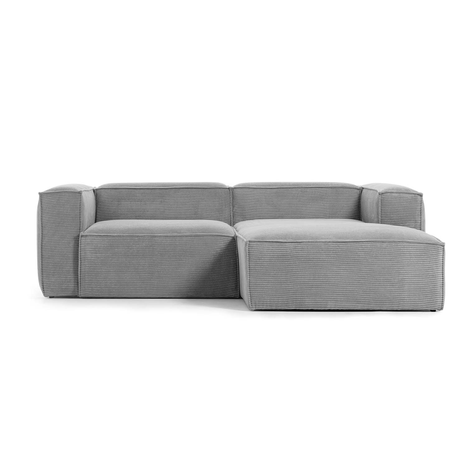 Kave Home Blok Sofa Højre Chaiselong Grå Fløjl