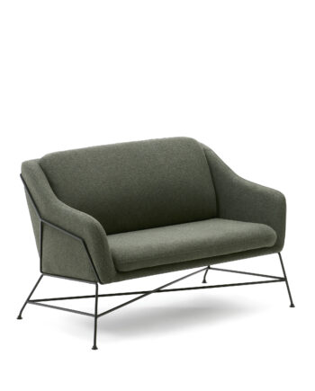 Kave Home Brida Pers Sofa Grøn Stof Sort Stål