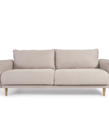 Kave Home Carlota Pers Sofa Beige Chenille Stof Natur Fyrretræ