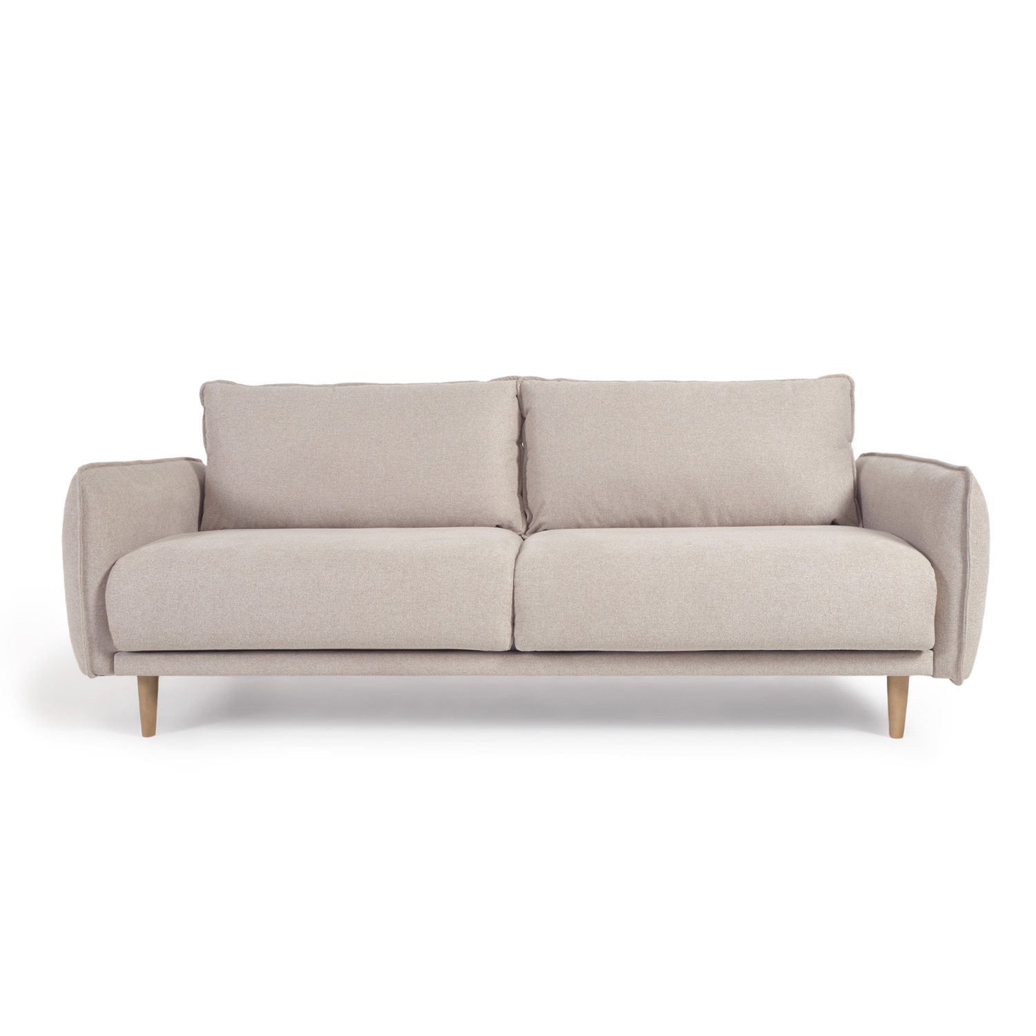 Kave Home Carlota Pers Sofa Beige Chenille Stof Natur Fyrretræ