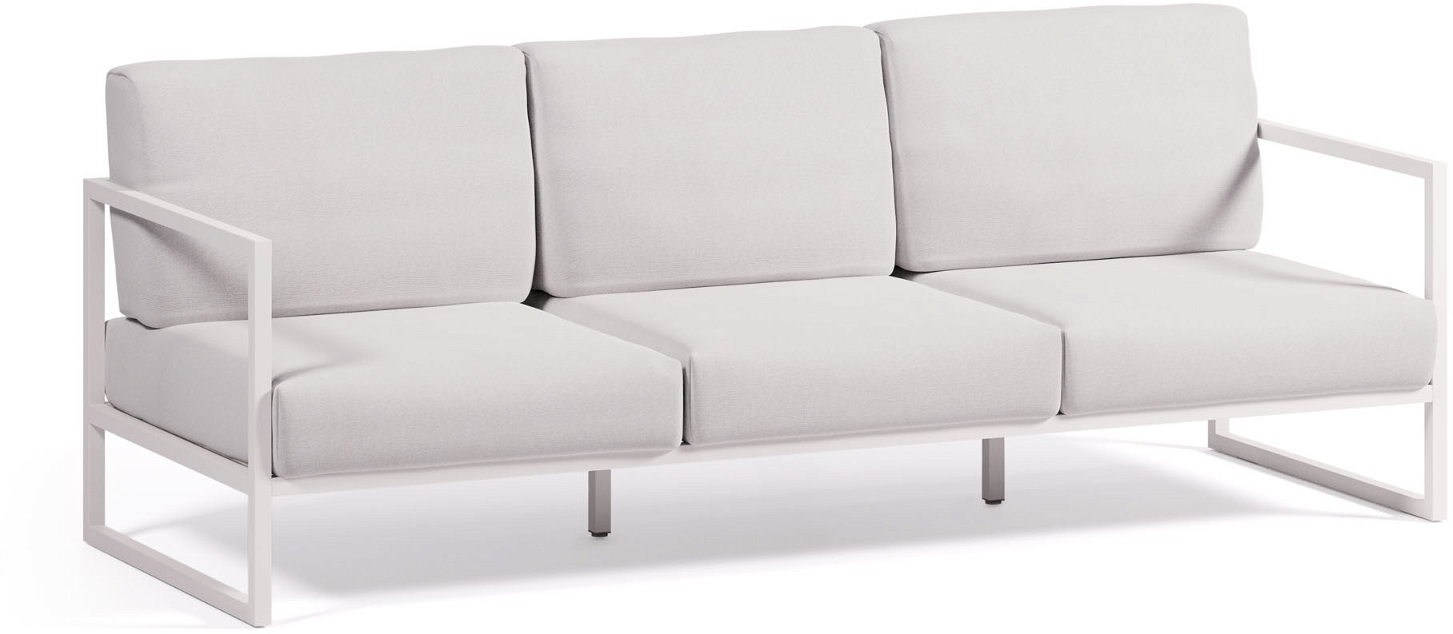 Kave Home Comova Udendørs Personers Sofa Hvid Aluminium Med Vand Resistent Crevin Hynder