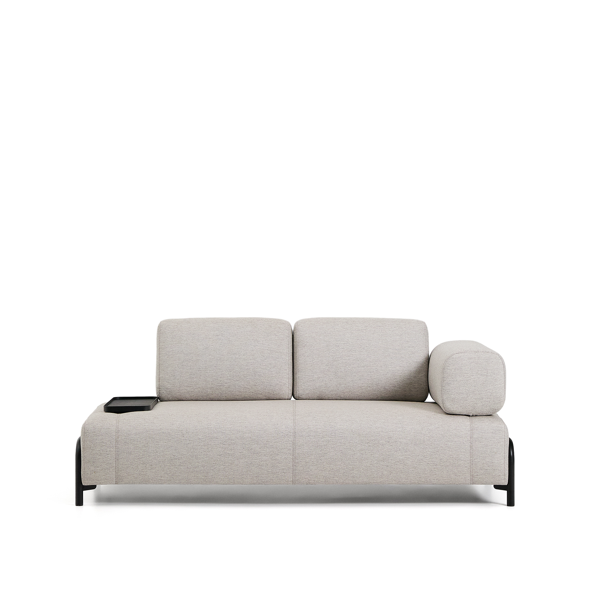Kave Home Compo Pers Modul Sofa Lille Bakkebord Grå Stof Sort Metal 200cm