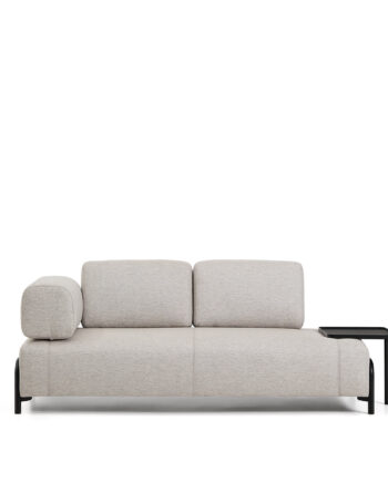 Kave Home Compo Pers Modul Sofa Stort Bakkebord Grå Stof Sort Metal 200cm