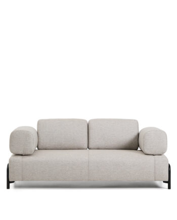 Kave Home Compo Pers Sofa Grå Stof Sort Metal 200cm