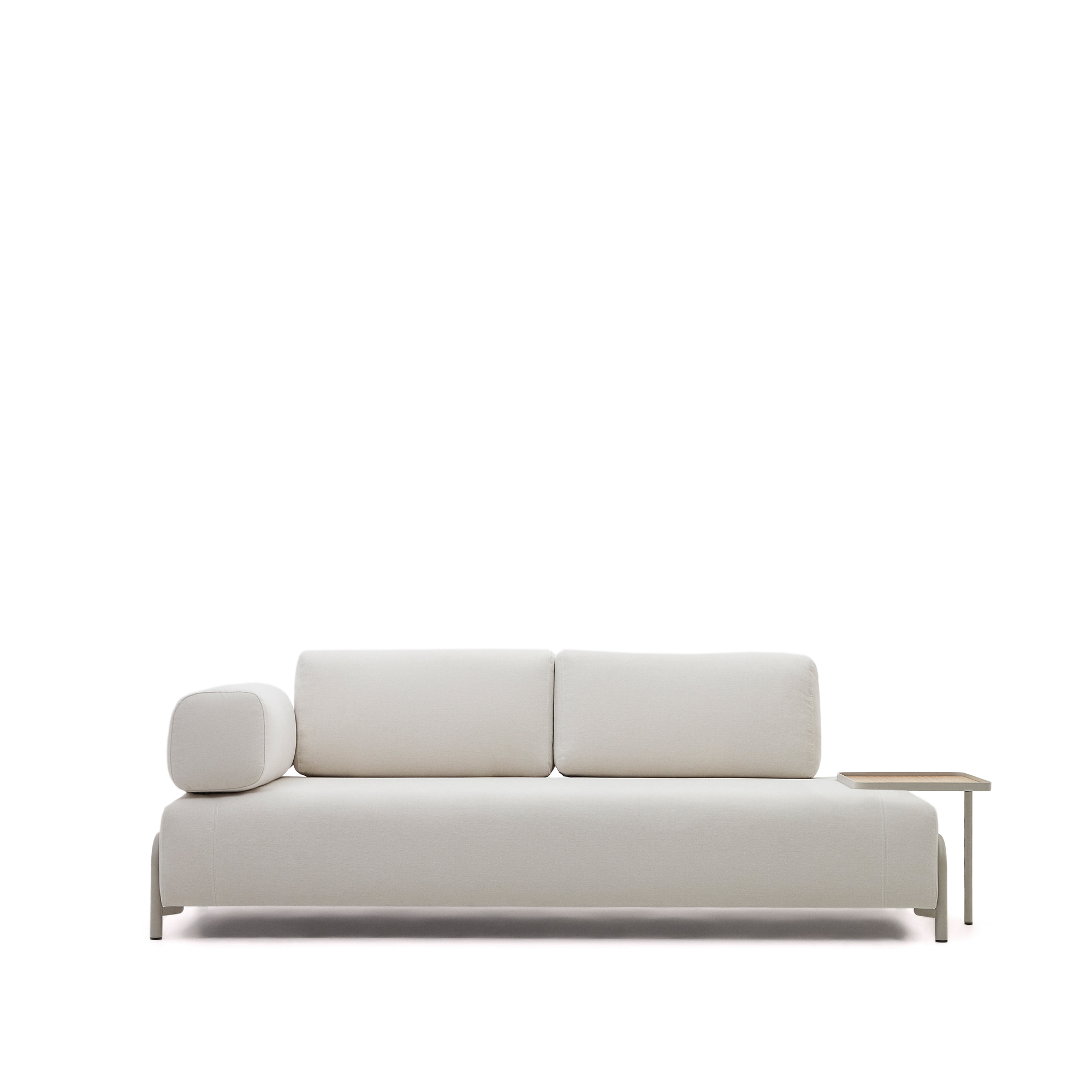 Kave Home Compo Pers Sofa Stor Bakke Beige Chenille Med Grå Metalstruktur 232cm