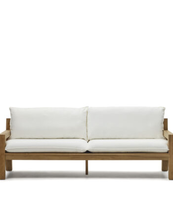 Kave Home Forcanera Pers Sofa Hvid Hynde Brun Teaktræ