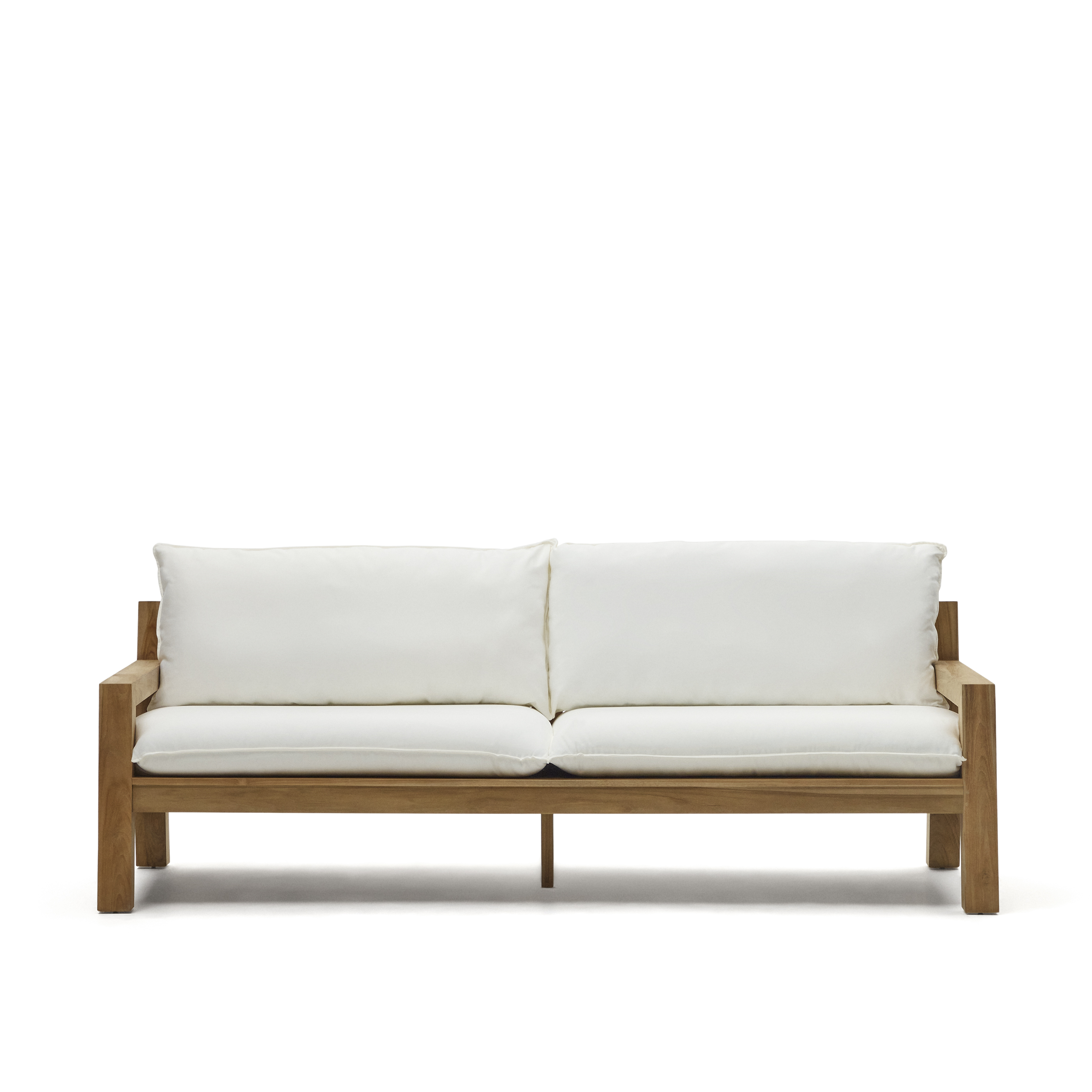 Kave Home Forcanera Pers Sofa Hvid Hynde Brun Teaktræ