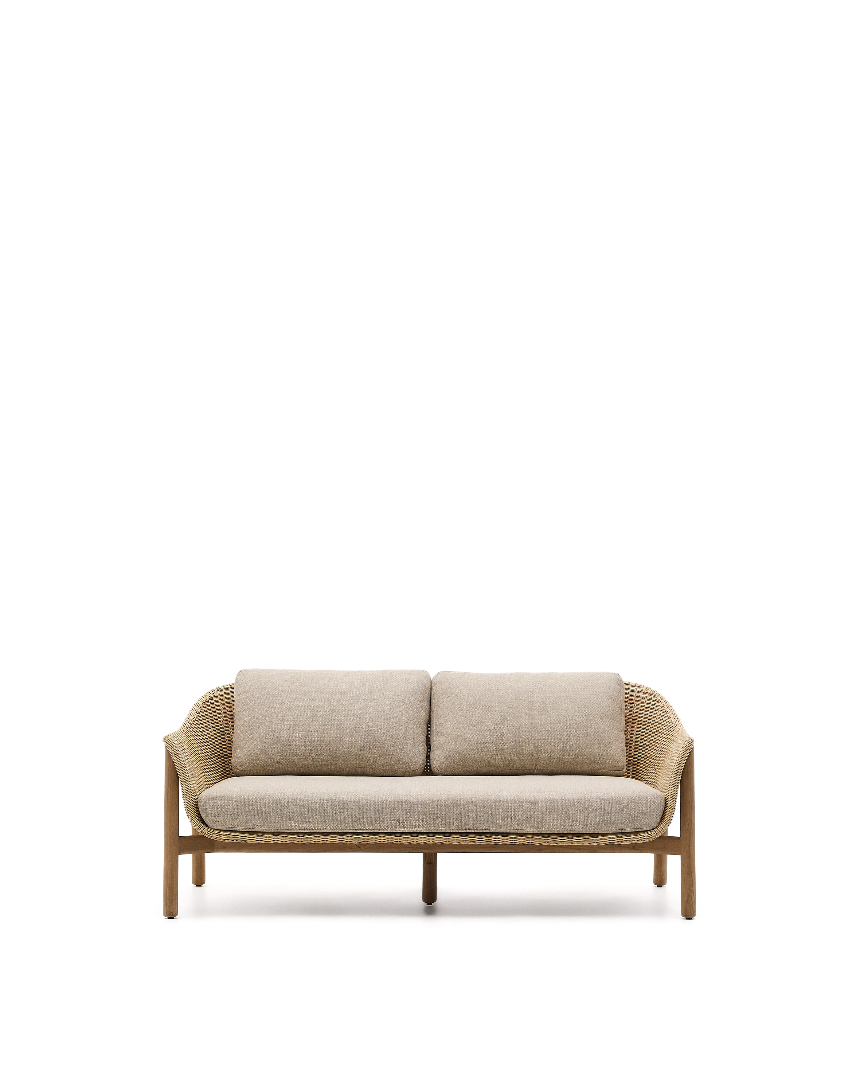 Kave Home Galea Udendørs Pers Sofa Armlæn Hynder Syntetisk Rattan Teaktræ 170 5cm