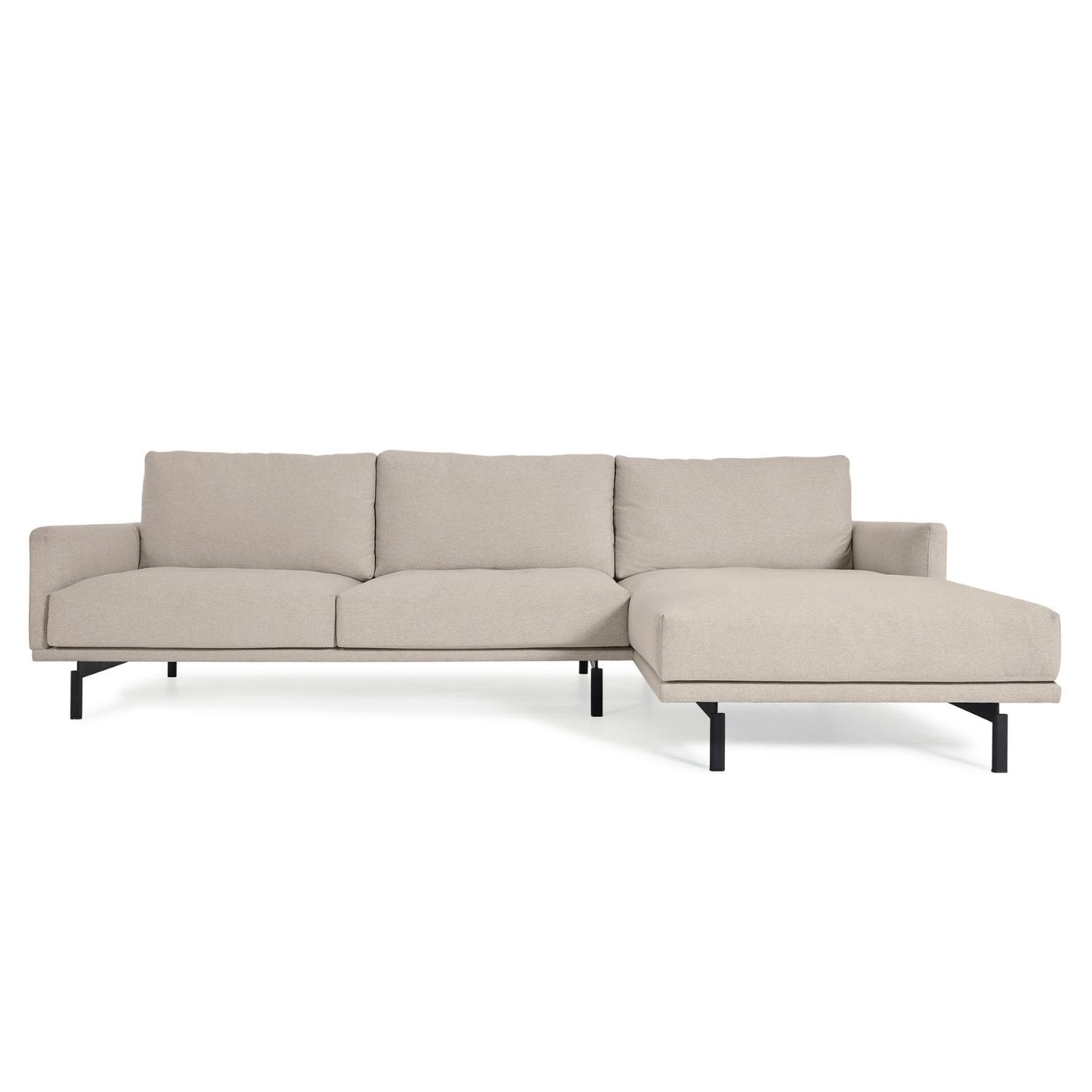 Kave Home Galene Pers Sofa Højre Chaiselong Beige Genbrugsfibre Jern