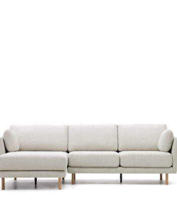 Kave Home Gilma Pers Sofa Højre Venstre Chaiselong Perlemor Chenille Naturben 260cm