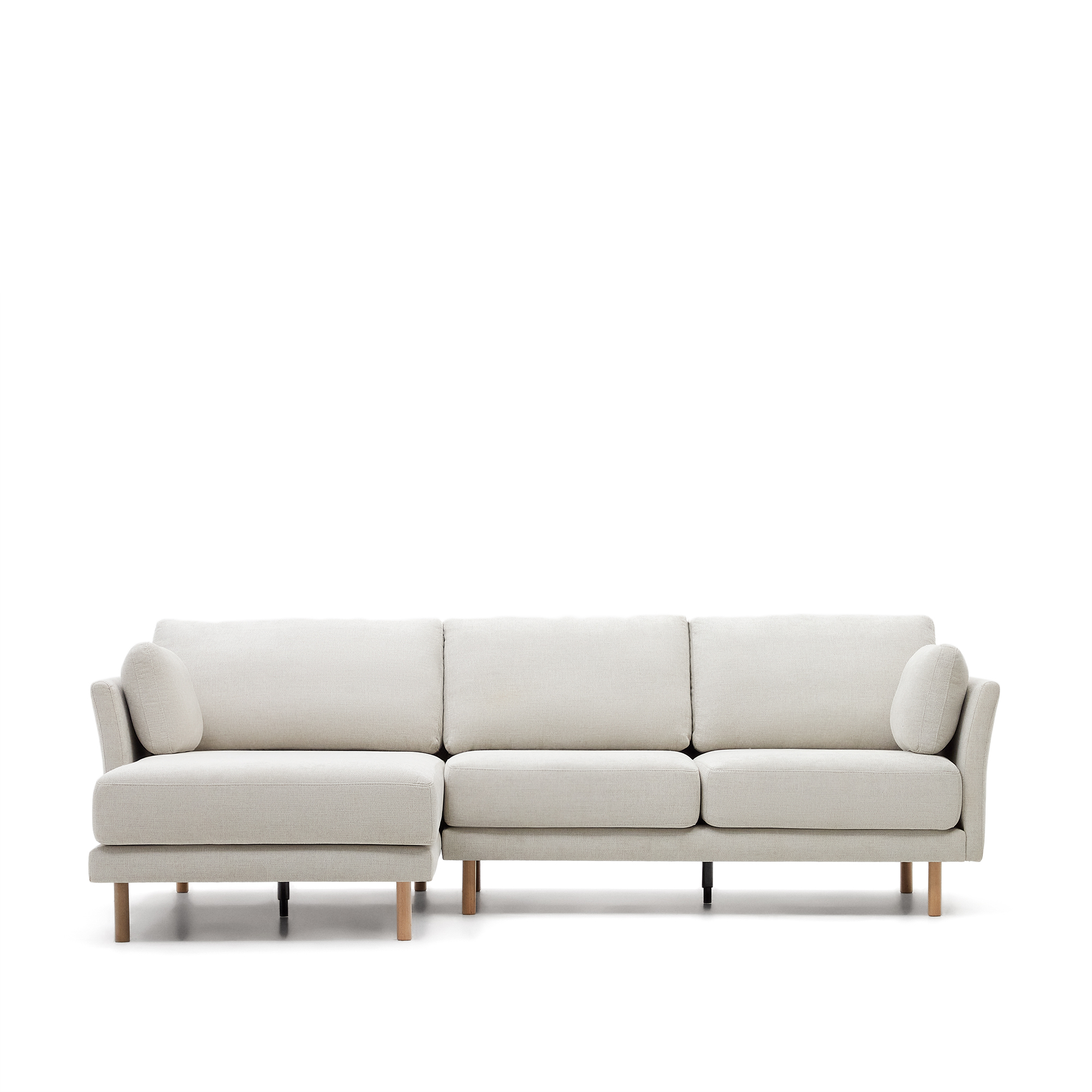 Kave Home Gilma Pers Sofa Højre Venstre Chaiselong Perlemor Chenille Naturben 260cm