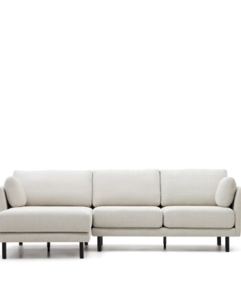 Kave Home Gilma Pers Sofa Højre Venstre Chaiselong Perlemor Chenille Sorte Ben 260cm