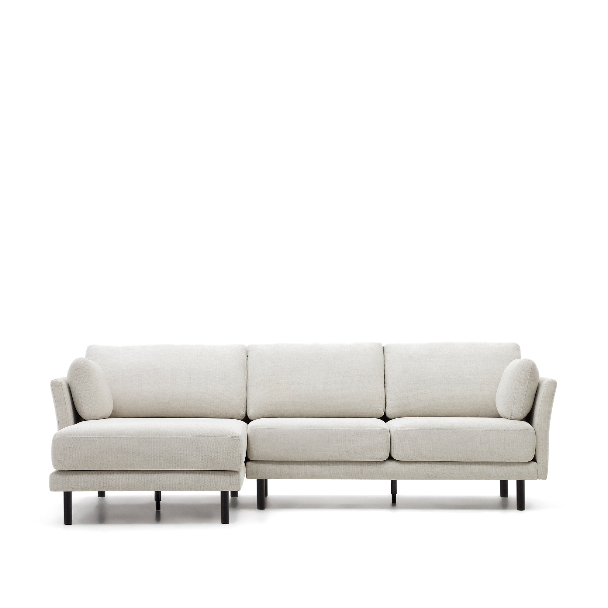 Kave Home Gilma Pers Sofa Højre Venstre Chaiselong Perlemor Chenille Sorte Ben 260cm