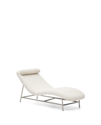 Kave Home Osla Chaiselong Beige Chenille Børstet Rustfrit Stål 175x71