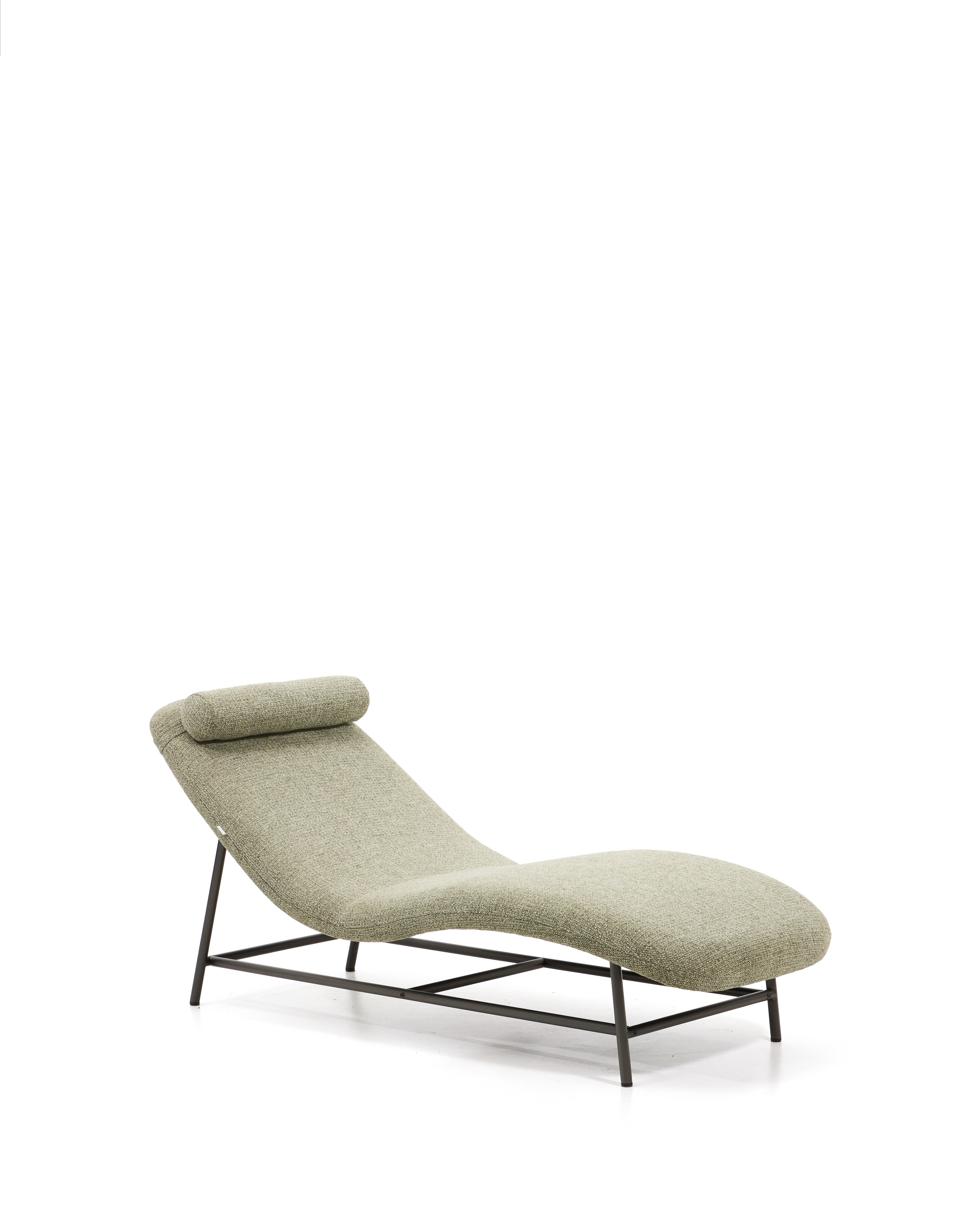 Kave Home Osla Chaiselong Grøn Chenille Børstet Grafit Rustfrit Stål 175x71