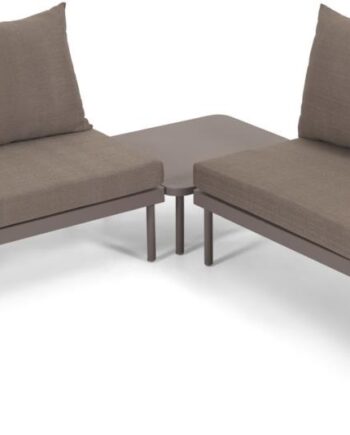 Kave Home Zaltana Udendørs Hjørnesofa Loungesæt Med Sidebord Aluminium Vandafvisende Brunt H82x230x230
