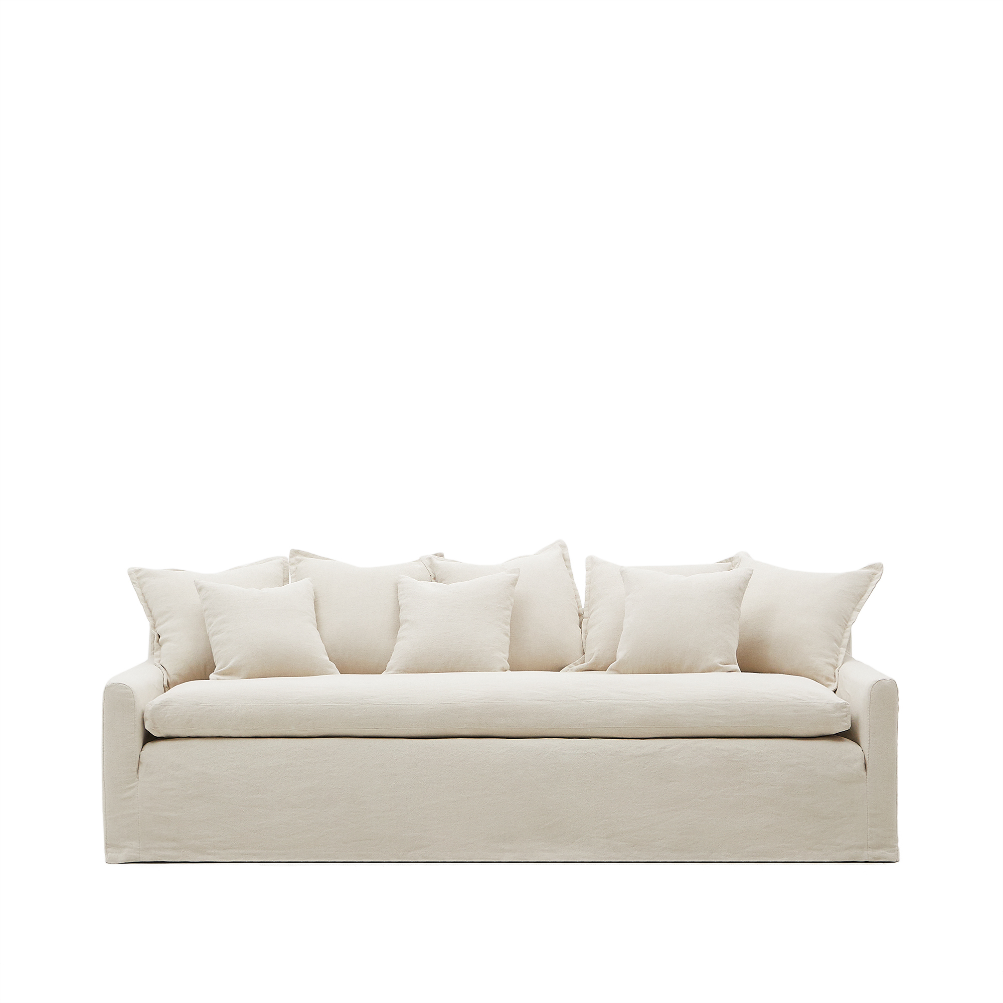 Kave Home Zenira Pers Sofa Hynder Aftageligt Betræk Beige Bomuld Hør 230cm