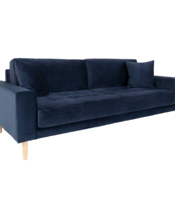 Lido Personers Sofa Mørkeblåt Velour Med Puder Hn1005