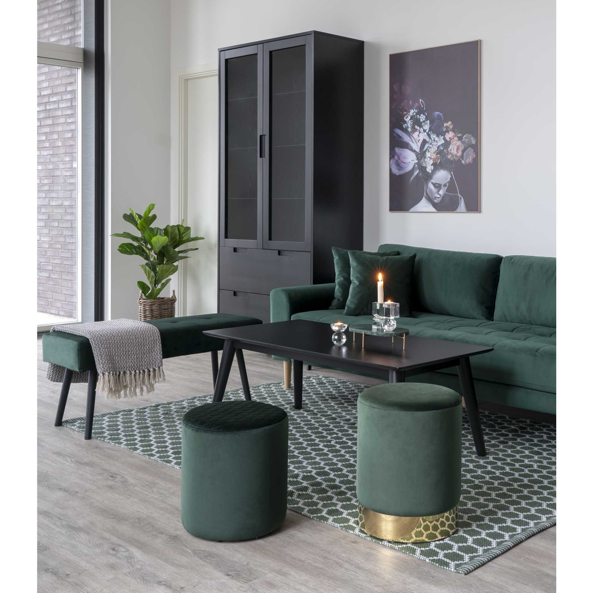 Lido Personers Sofa Mørkegrønt Velour Med Puder Hn1006