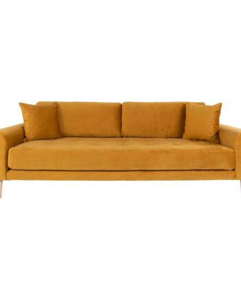 Lido Personers Sofa Personers Sofa Sennepsgul Velour Med Puder Natur Træben Hn1004