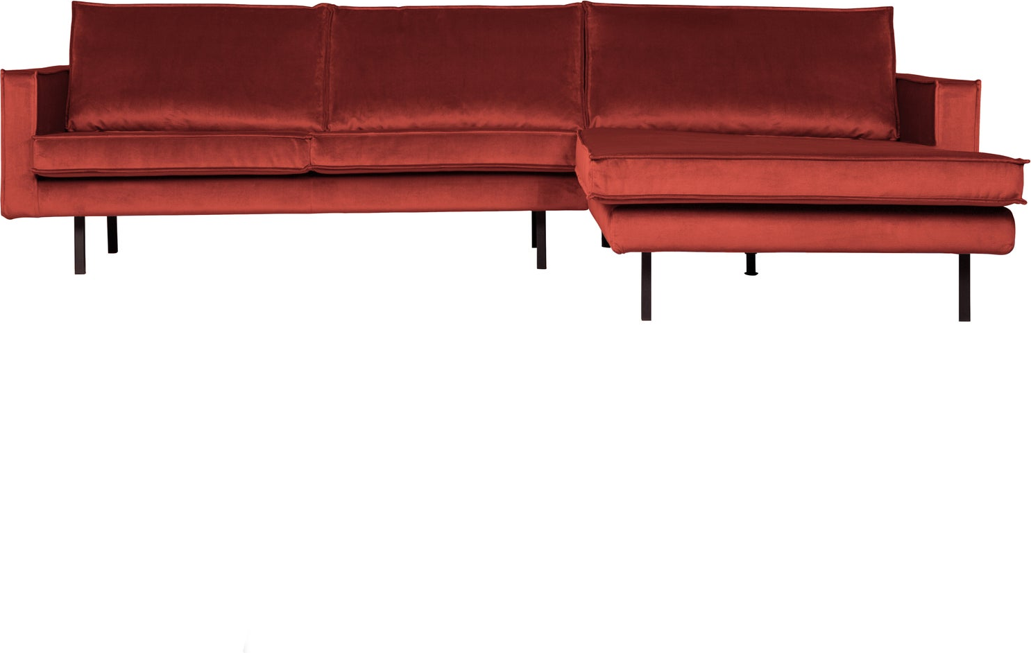 Loungemodul Loungesofa Woood Rodeo Kastanjebrun Velour Højrevendt Chaiselong 300x155 Fast Siddekomfort
