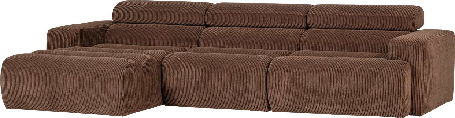 Loungemodul Venstrevendt Woood Novi Mokkabrun Ribstof Chaiselong 300173 Justerbar Nakkestøtte