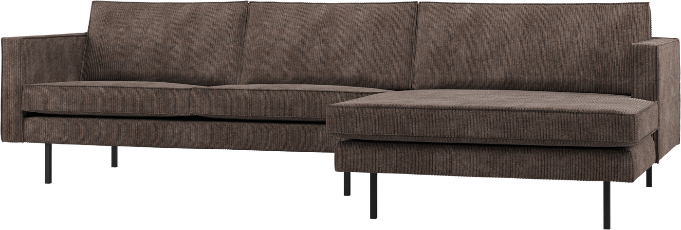 Loungemodul Woood Rodeo Højrevendt Chaiselong Brun Ribstof 300x155