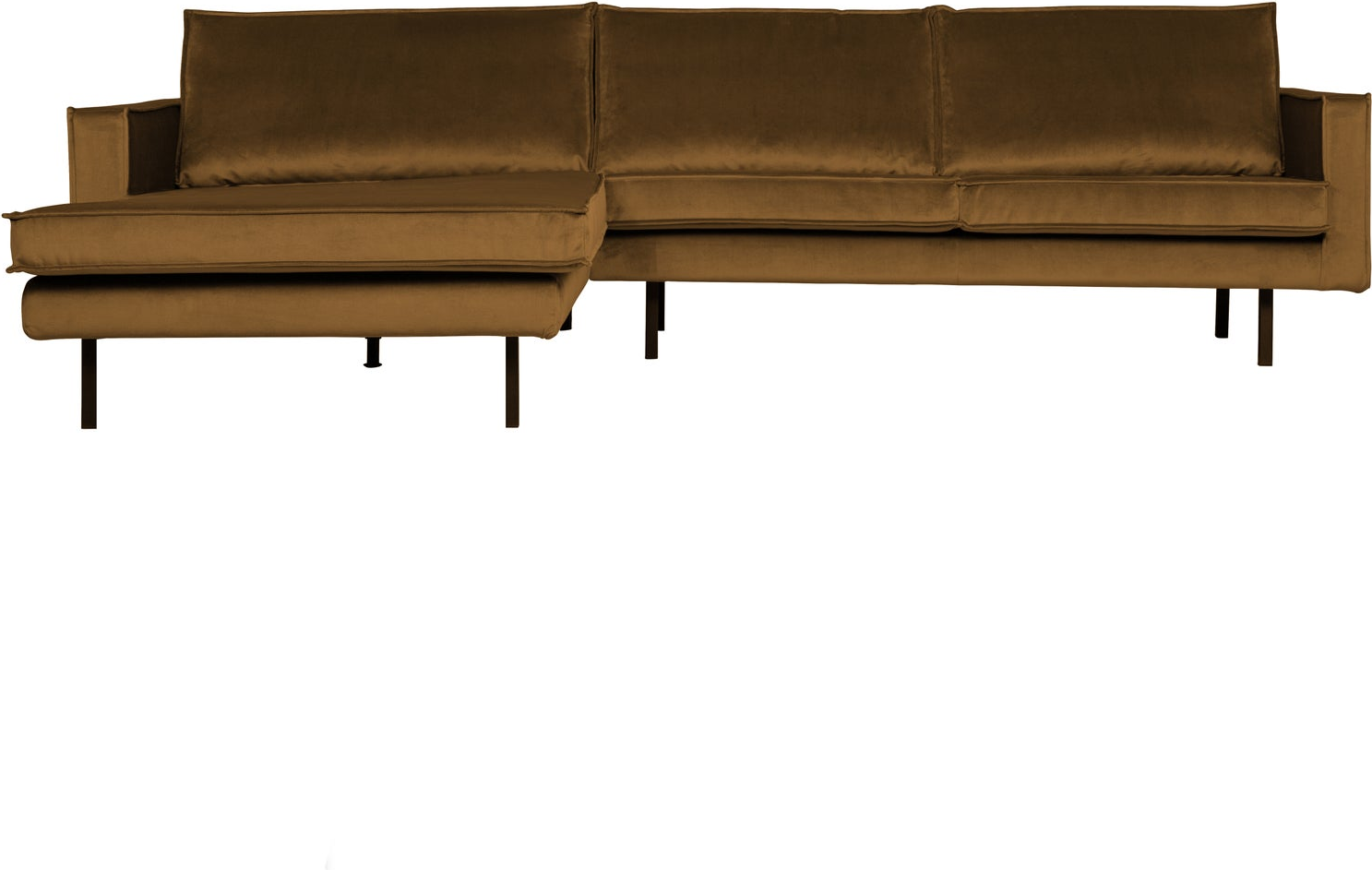 Loungesofa Chaiselong Venstrevendt Woood Rodeo Honninggul Velour 300x155