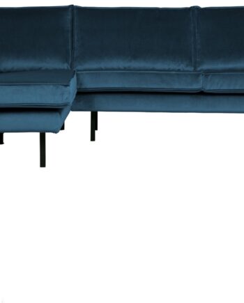 Loungesofa Hjørnesofa Woood Rodeo Venstre 266x213x85 Blå Jarra Velour Chaiselong