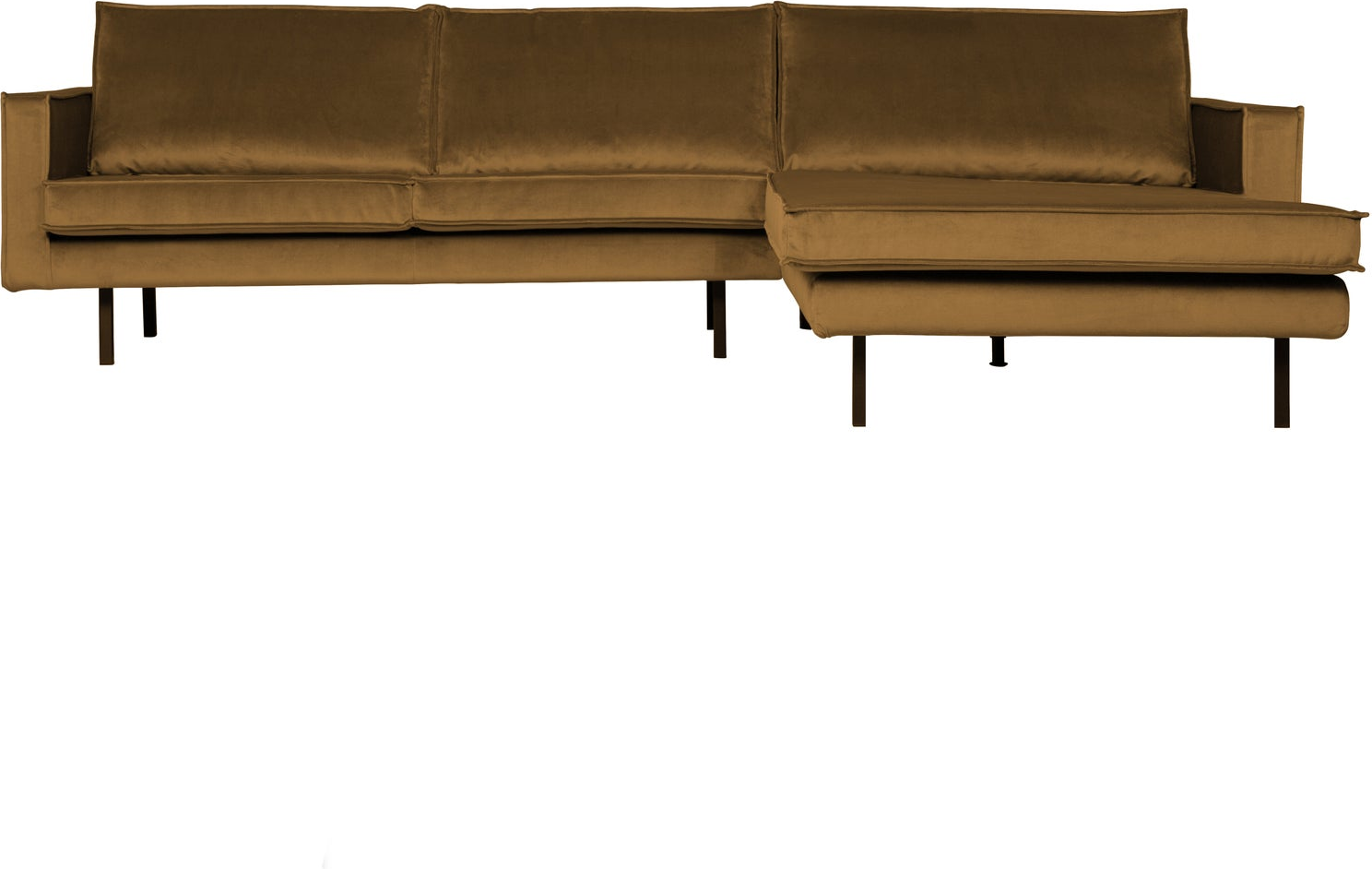 Loungesofa Højrevendt Chaiselong Woood Rodeo Honninggul Jarra Velour B300 D155