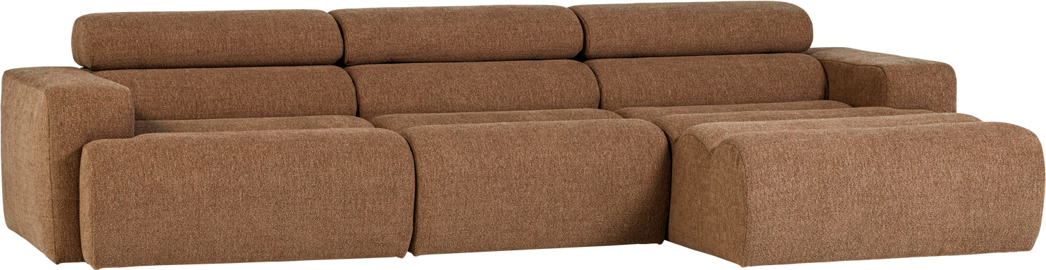 Loungesofa Højrevendt Woood Novi Chaiselong Boucl 100 Polyester Karamel B300xd173xh73 Justerbar Nakkestøtte