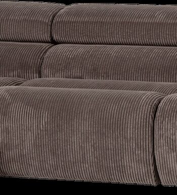 Loungesofa Woood Novi Venstrevendt 300x173 Brun Grå Ribstof Med Chaiselong Justerbar Nakkestøtte