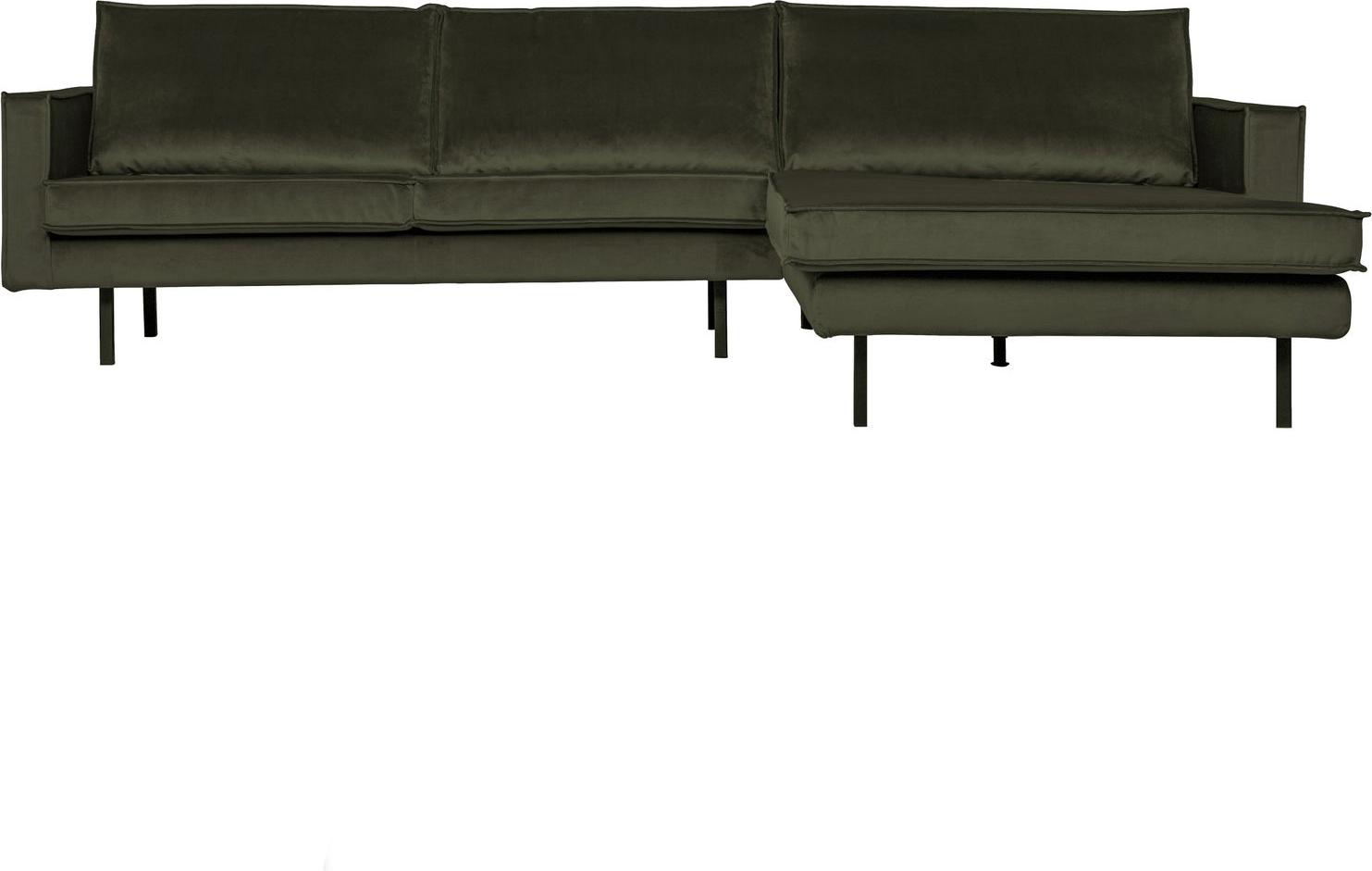 Loungesofa Woood Rodeo 300 Højrevendt Chaiselong Mørkegrøn Velour