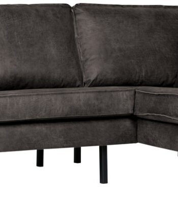 Loungesofa Woood Rodeo Hjørnesofa Højre Genanvendt Læder Sort Pers Chaiselong 213
