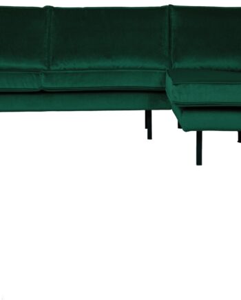 Loungesofa Woood Rodeo Hjørnesofa Højrevendt Skovgrøn Velour 100 Polyester Fast Sæde H85 B266 D213