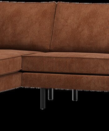 Loungesofa Woood Rodeo Hjørnesofa Rustbrun Venstrevendt Ribstof 266x213