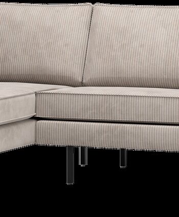 Loungesofa Woood Rodeo Hjørnesofa Venstrevendt Ecru Ribstof Velours 266213 Massiv Træ Komfortskum