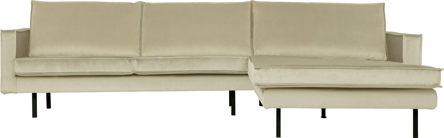 Loungesofa Woood Rodeo Højrevendt Chaiselong 85x300x155 Pistacie Velour Fast Komfort Slidstærk